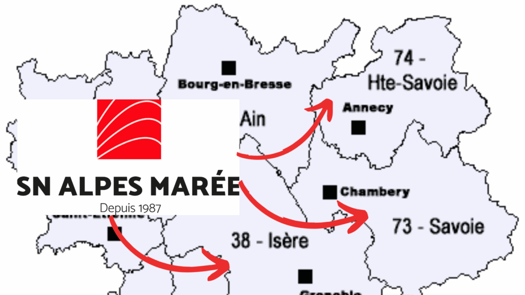 Carte logistique SNAM Alpes Marée livraison Savoie Haute-Savoie Isère Ain